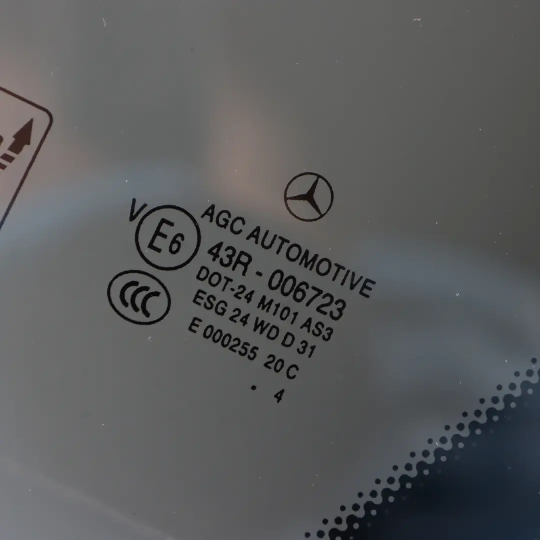 Mercedes W176 Window Glass Rear Left Door N/S Quarter Side Black AS3 - SKU A1767300300-1 - Part number A1767300300