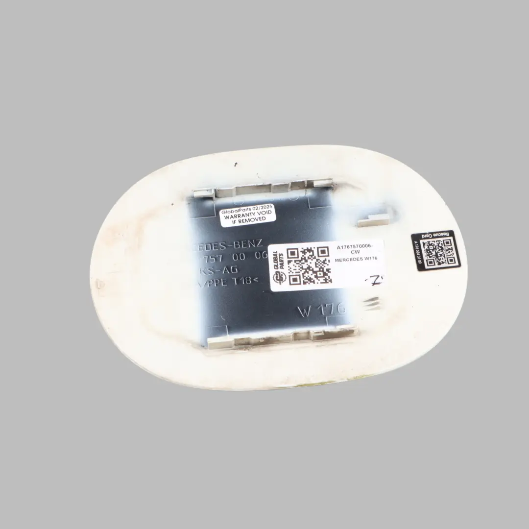 Flap Tank Cap Cover Calcite White - 650 to Mercedes W176 Fuel with Part number A1767570006 Mercedes W176 Fuel Flap Tank Cap Cover Calcite White - 650 - SKU A1767570006-CW - Part number A1767570006