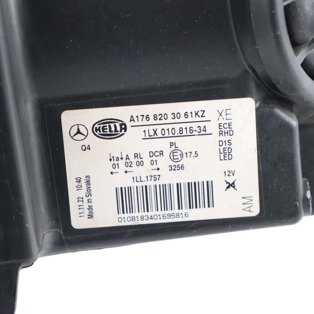 Bi-Xenon Headlight Front Right O/S Driver's Side to Mercedes W176 with Part number A1768203061 Mercedes W176 Bi-Xenon Headlight Front Right O/S Driver's Side - SKU RHD-A1768203061 - Part number A1768203061