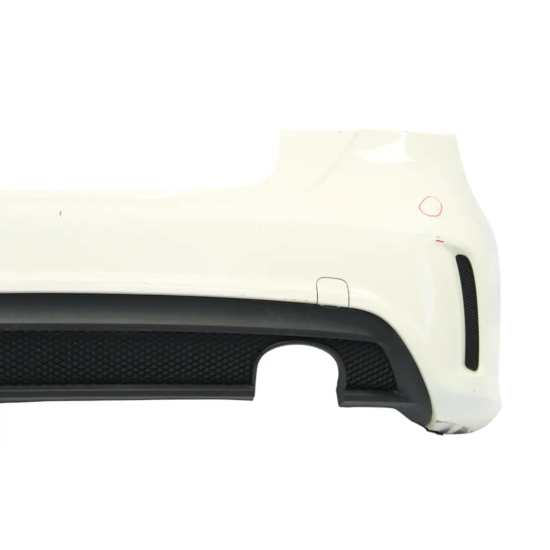 Bumper Rear Trim Panel AMG Calcite White - 650 to Mercedes W176 with Part number A1768805740 Mercedes W176 Bumper Rear Trim Panel AMG Calcite White - 650 - SKU A1768805740-CW - Part number A1768805740