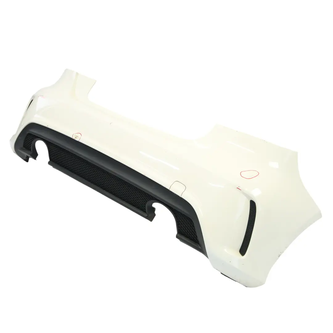 Bumper Rear Trim Panel AMG Calcite White - 650 to Mercedes W176 with Part number A1768805740 Mercedes W176 Bumper Rear Trim Panel AMG Calcite White - 650 - SKU A1768805740-CW - Part number A1768805740
