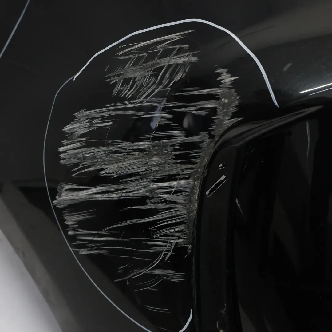 Bumper Rear Trim Panel AMG Kosmos Black Metallic - 191 to Mercedes W176 with Part number A1768805740 Mercedes W176 Bumper Rear Trim Panel AMG Kosmos Black Metallic - 191 - SKU A1768805740-KB1 - Part number A1768805740