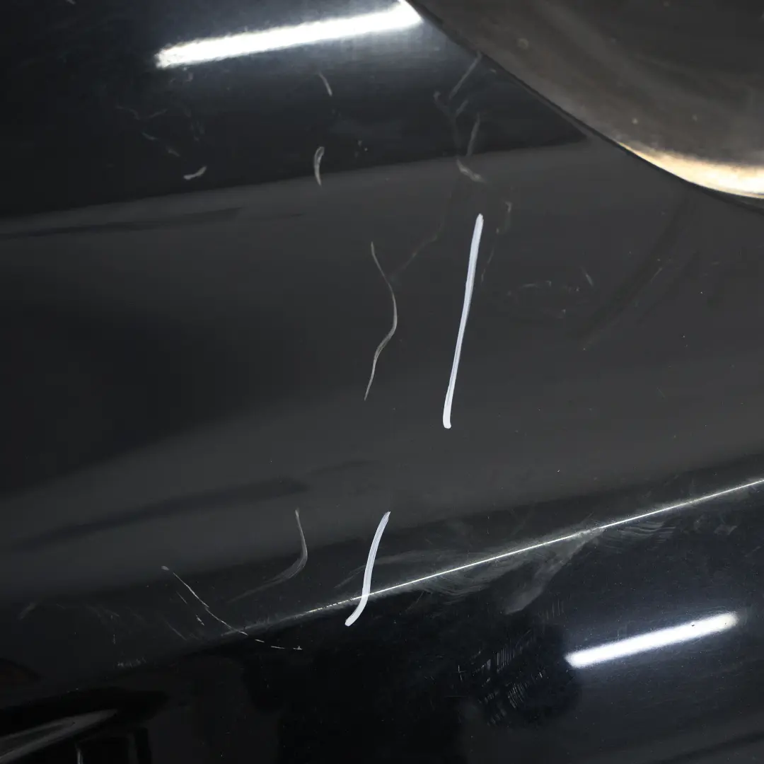 Bumper Rear Trim Panel AMG Kosmos Black Metallic - 191 to Mercedes W176 with Part number A1768805740 Mercedes W176 Bumper Rear Trim Panel AMG Kosmos Black Metallic - 191 - SKU A1768805740-KB1 - Part number A1768805740