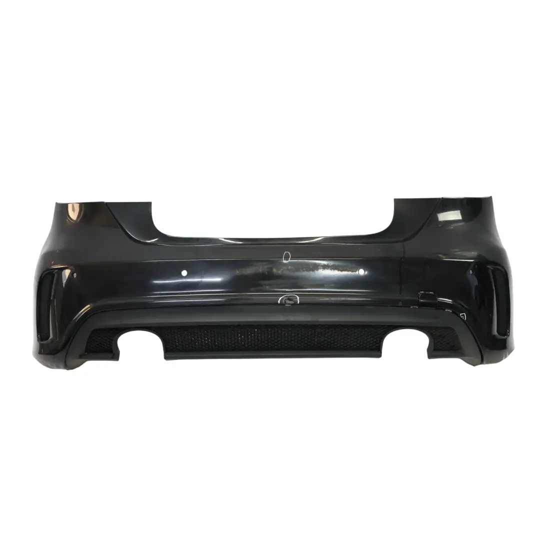 Bumper Rear Trim Panel AMG Kosmos Cosmic Black Metallic - 191 to Mercedes W176 with Part number A1768805840 Mercedes W176 Bumper Rear Trim Panel AMG Kosmos Cosmic Black Metallic - 191 - SKU A1768805840-KB - Part number A1768805840
