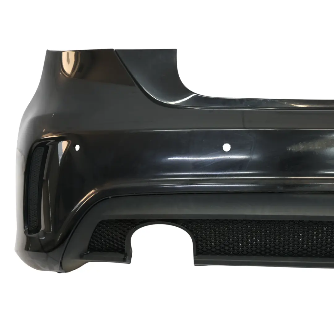 Bumper Rear Trim Panel AMG Kosmos Cosmic Black Metallic - 191 to Mercedes W176 with Part number A1768805840 Mercedes W176 Bumper Rear Trim Panel AMG Kosmos Cosmic Black Metallic - 191 - SKU A1768805840-KB - Part number A1768805840