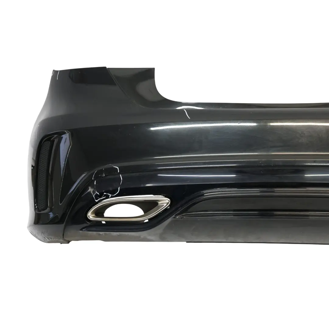 Bumper Rear Trim Panel AMG Cover Kosmos Black Metallic - 191 to Mercedes W176 with Part number A1768809900 Mercedes W176 Bumper Rear Trim Panel AMG Cover Kosmos Black Metallic - 191 - SKU A1768809900-KB - Part number A1768809900