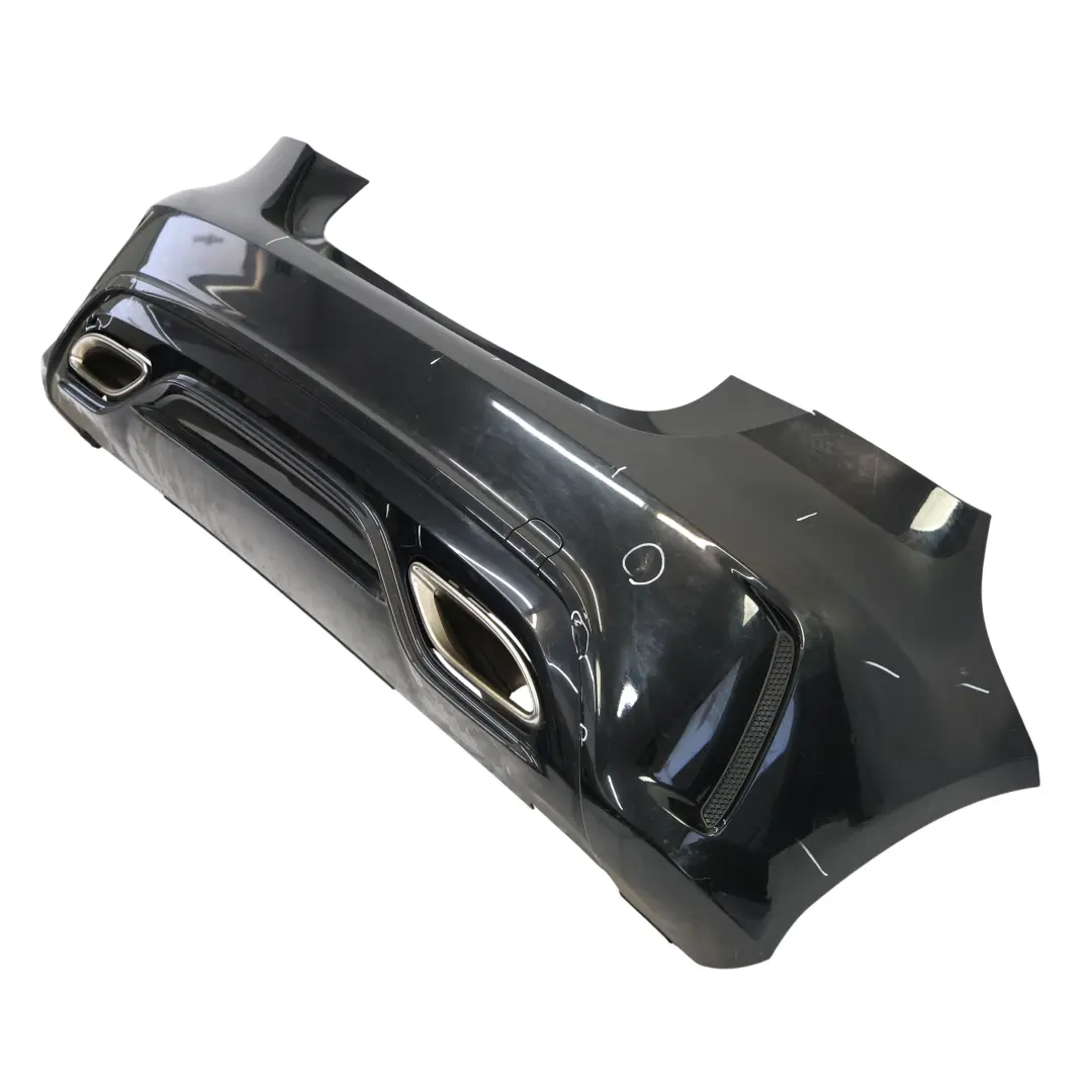 Bumper Rear Trim Panel AMG Cover Kosmos Black Metallic - 191 to Mercedes W176 with Part number A1768809900 Mercedes W176 Bumper Rear Trim Panel AMG Cover Kosmos Black Metallic - 191 - SKU A1768809900-KB - Part number A1768809900