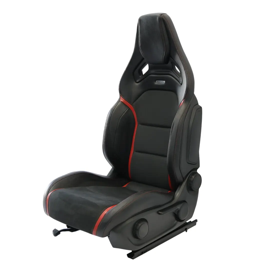 Asiento Delantero AMG Performance Cuero Negro Rojo Izquierdo para Mercedes W176 con número de pieza A1769103602 Mercedes W176 Asiento Delantero AMG Performance Cuero Negro Rojo Izquierdo - SKU A1769103602-1 - Número de pieza A1769103602