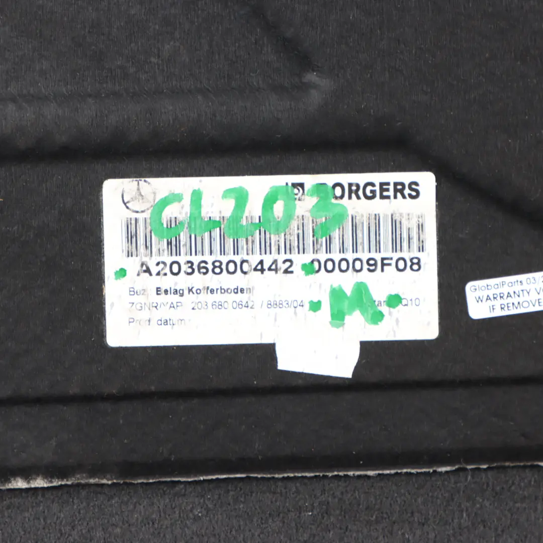 Boot Loading Floor Carpet Cover Trunk Black to Mercedes CL203 with Part number A2036800442 Mercedes CL203 Boot Loading Floor Carpet Cover Trunk Black - SKU A2036800442-1 - Part number A2036800442