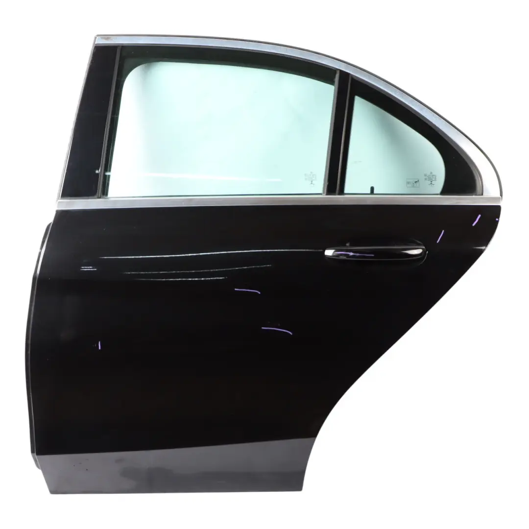 Door Rear Left N/S Obsidian Black Metallic - 197 to Mercedes W205 Saloon with Part number A2057300105 Mercedes W205 Saloon Door Rear Left N/S Obsidian Black Metallic - 197 - SKU A2057300105-OB1 - Part number A2057300105