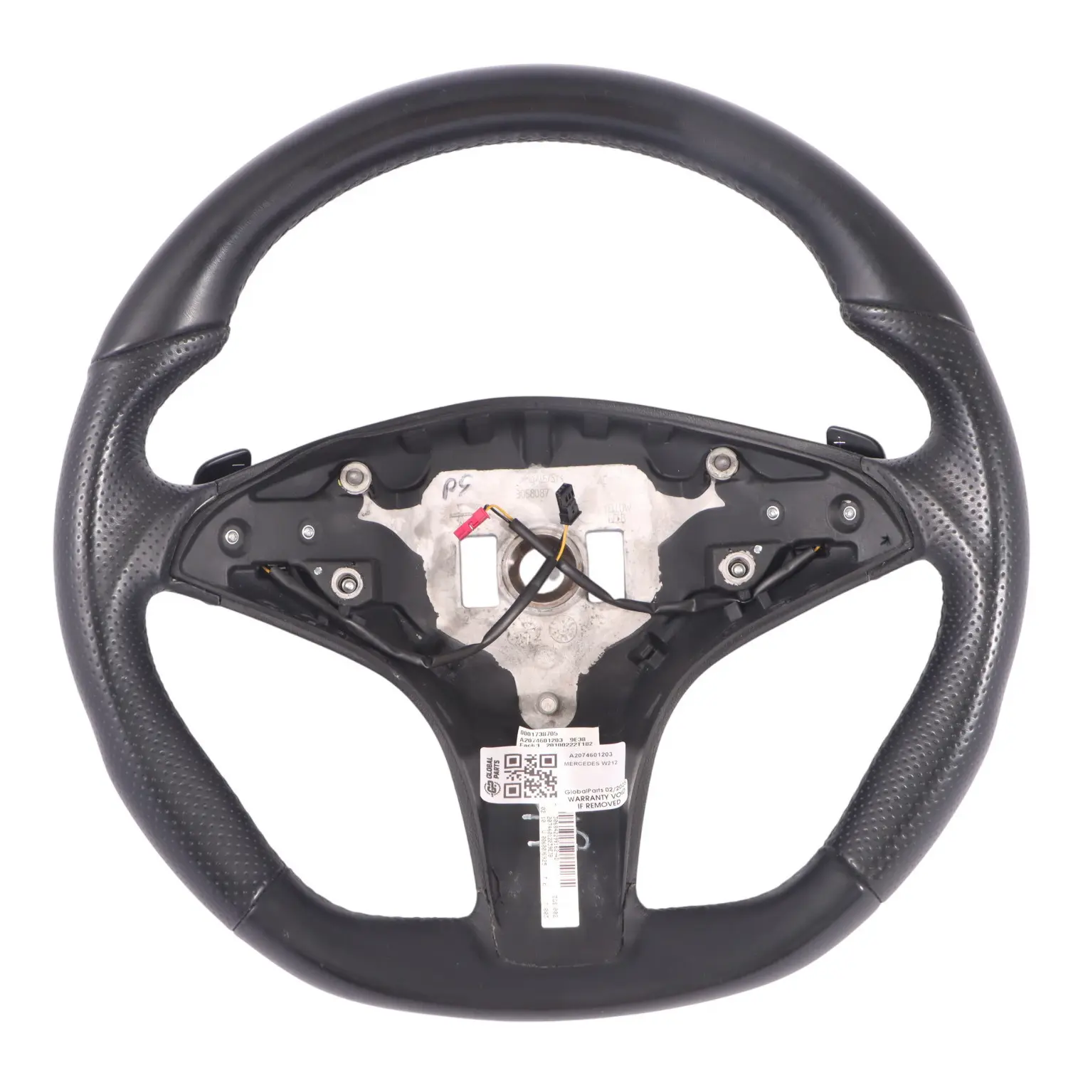 Steering Wheel Mercedes C207 W212 Black Leather Black Threads Paddle Shift