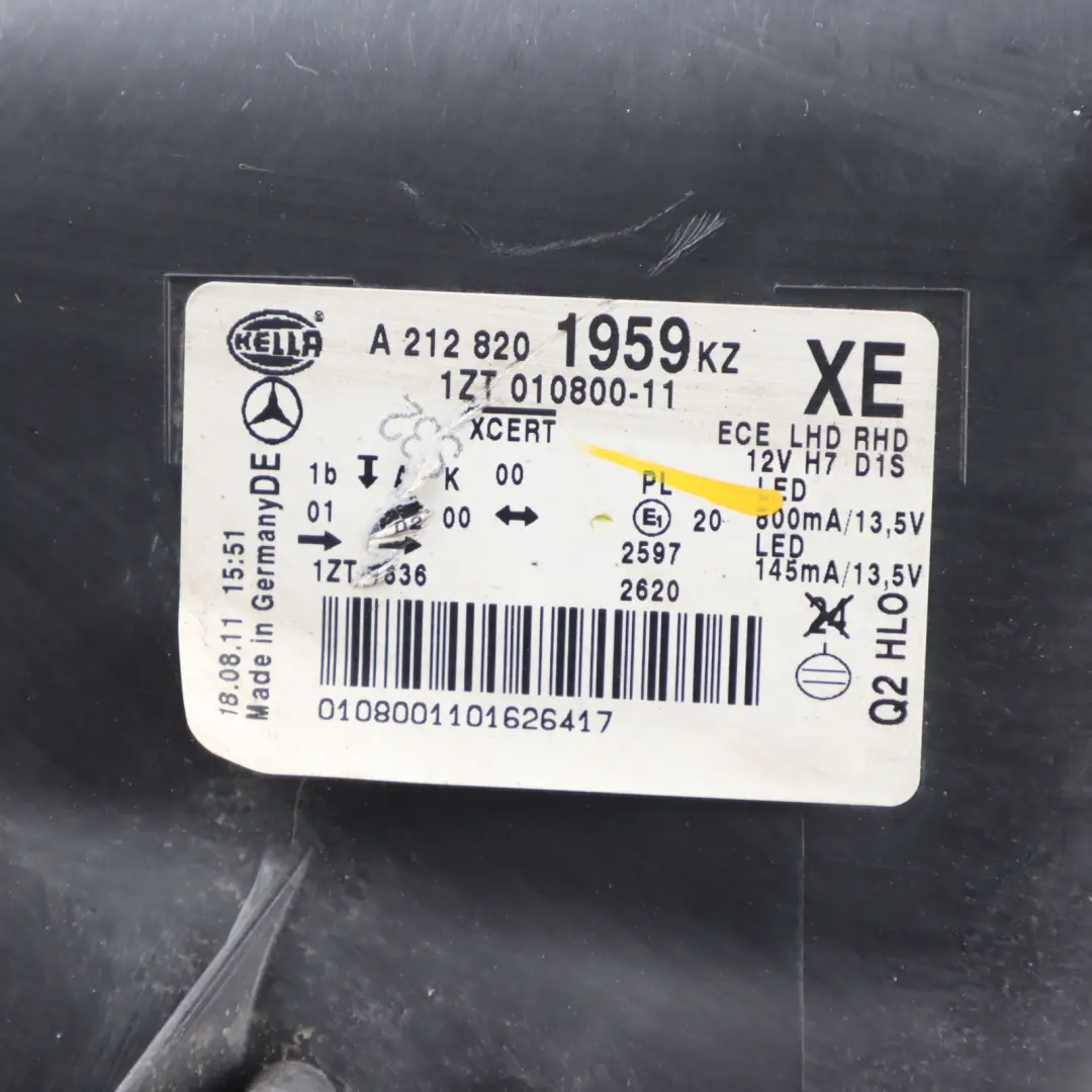 Front Xenon Headlight Headlamp Left N/S to Mercedes W212 with Part number A2128200939 Mercedes W212 Front Xenon Headlight Headlamp Left N/S - SKU A2128200939 - Part number A2128200939