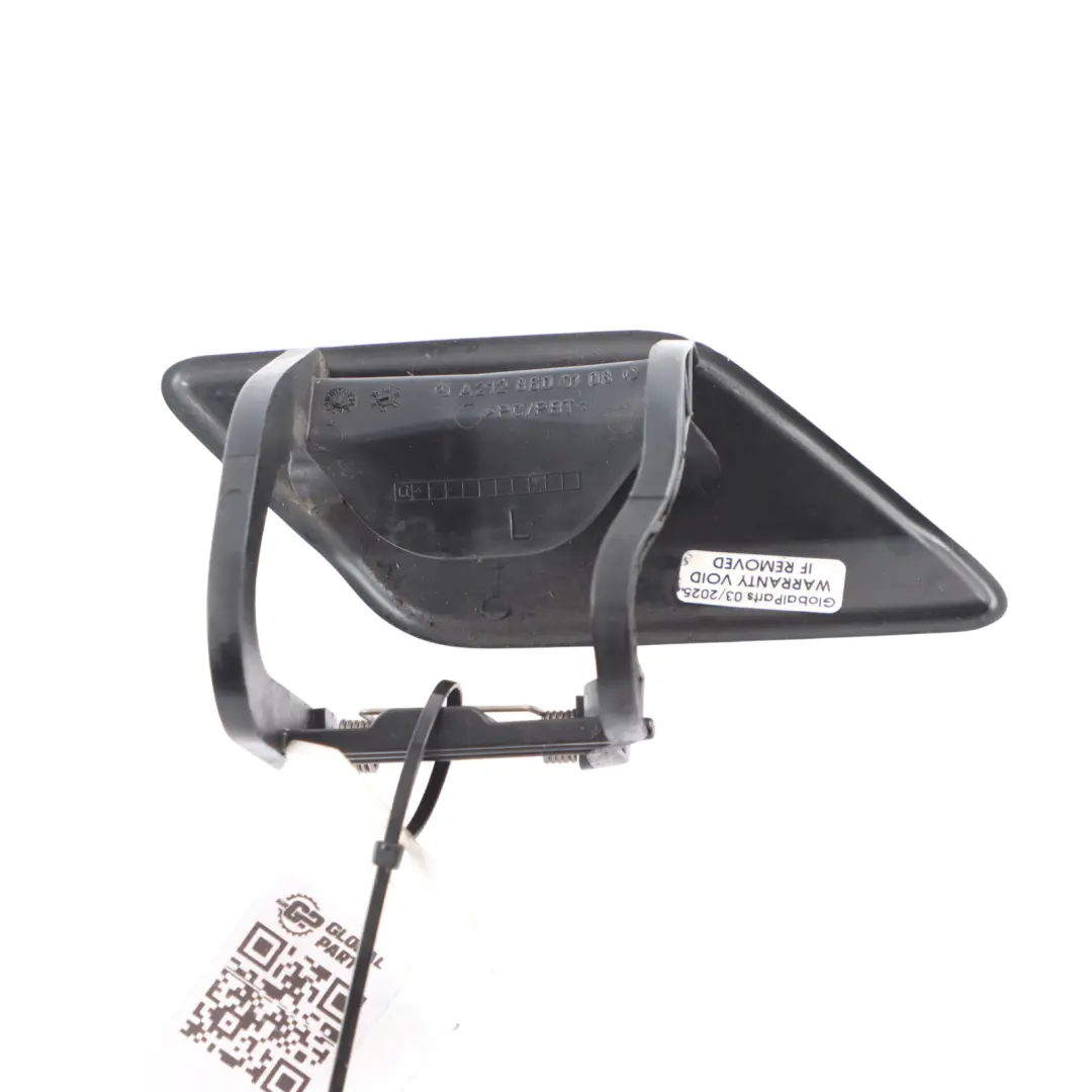 Front Bumper Headlight Washer Cover Cap Left N/S Black to Mercedes W212 with Part number A2128600108 Mercedes W212 Front Bumper Headlight Washer Cover Cap Left N/S Black - SKU A2128600108-OB - Part number A2128600108