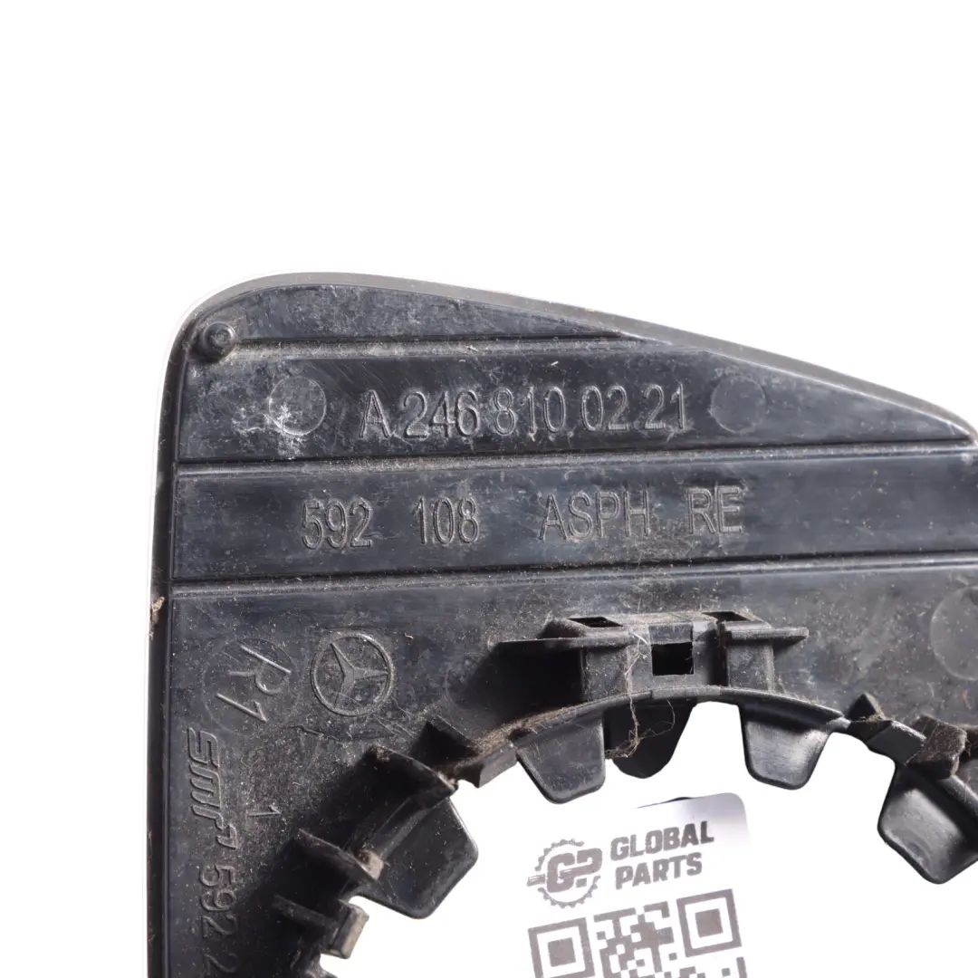 Wing Mirror Glass Insert Right O/S to Mercedes W176 with Part number A2468100221 Mercedes W176 Wing Mirror Glass Insert Right O/S - SKU A2468100221 - Part number A2468100221