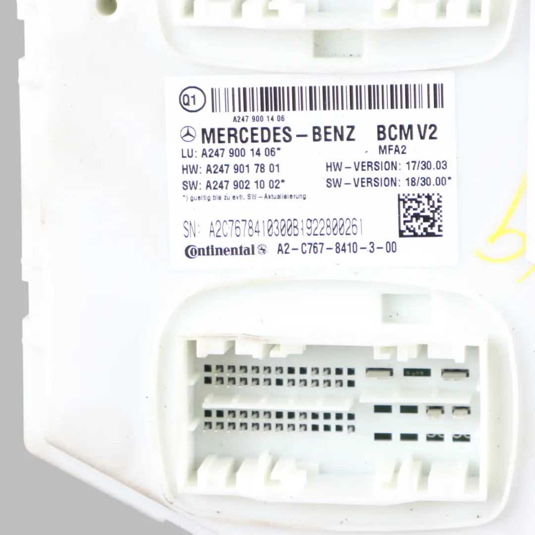 Module Mercedes CLA C118 W177 W247 Body Control Unit ECU to BCM V2 with Part number A2479001406 BCM V2 Module Mercedes CLA C118 W177 W247 Body Control Unit ECU - SKU A2479001406 - Part number A2479001406
