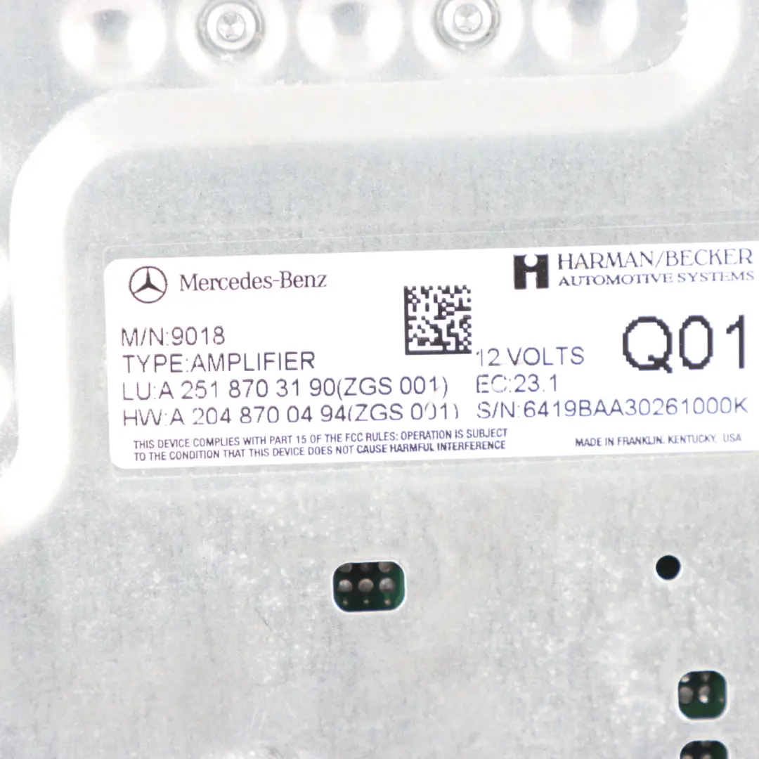  Mercedes-Benz W221 Audio Sound Speakers Amplifier Control Unit ECU - SKU A2518703190 - Part number A2518703190