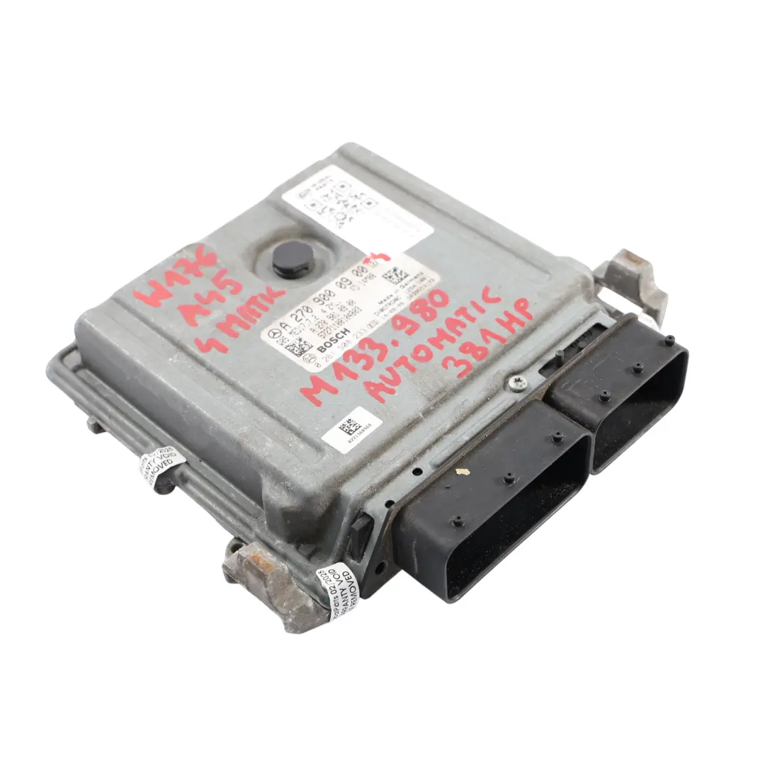 A45 4Matic M133.980 381HP Engine Control ECU Automatic to Mercedes W176 with Part number A2709000900 Mercedes W176 A45 4Matic M133.980 381HP Engine Control ECU Automatic - SKU A2709000900-4 - Part number A2709000900