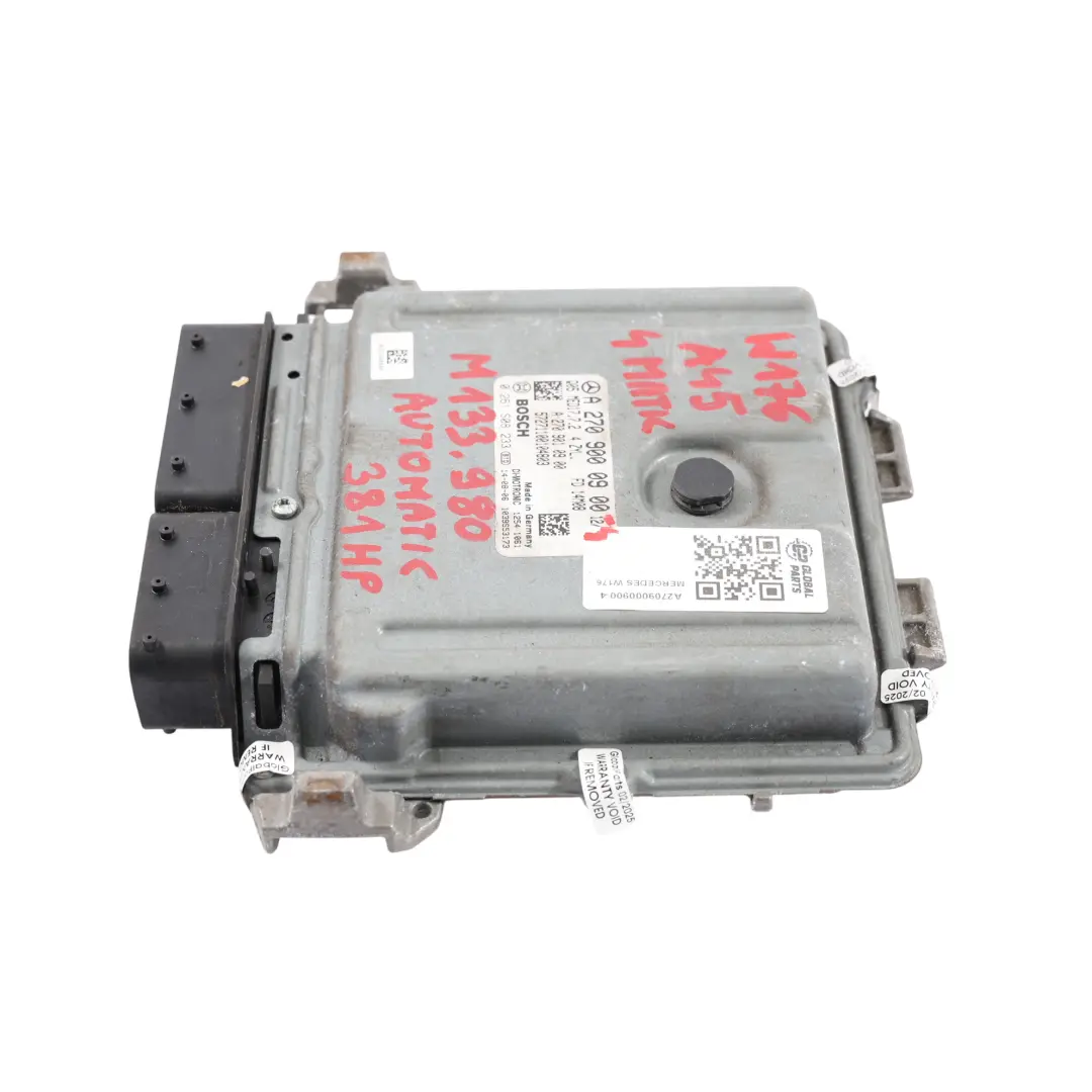 A45 4Matic M133.980 381HP Engine Control ECU Automatic to Mercedes W176 with Part number A2709000900 Mercedes W176 A45 4Matic M133.980 381HP Engine Control ECU Automatic - SKU A2709000900-4 - Part number A2709000900