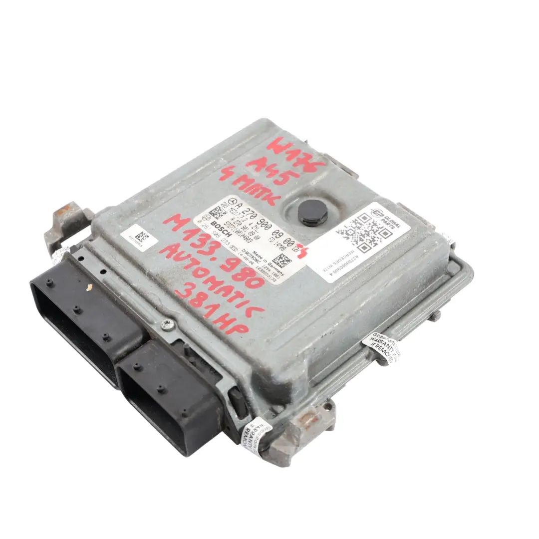 A45 4Matic M133.980 381HP Controllo Motore ECU per Mercedes W176 con numero di parte A2709000900 Mercedes W176 A45 4Matic M133.980 381HP Controllo Motore ECU - SKU A2709000900-4 - Numero di parte A2709000900