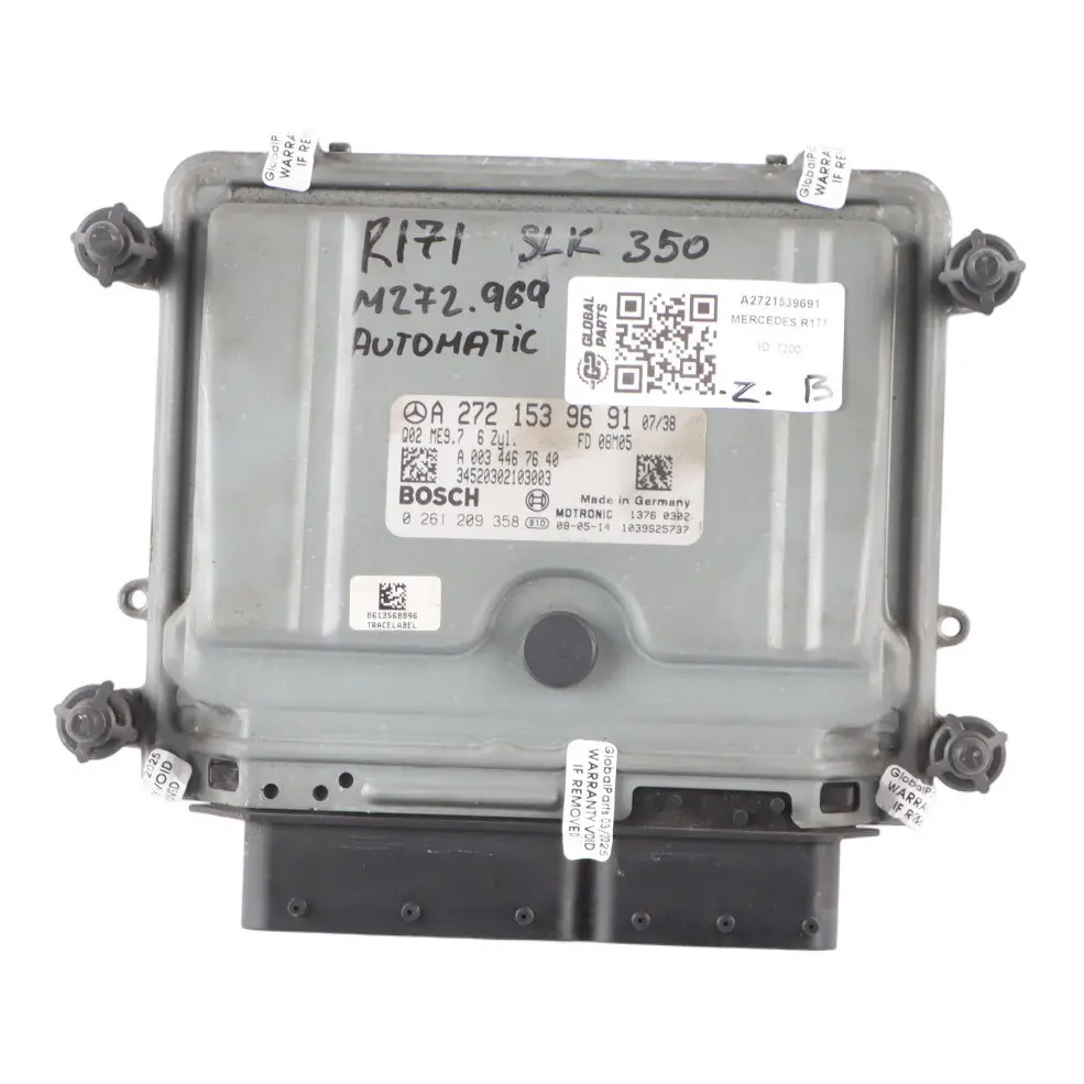 SLK350 M272.969 Engine Control Unit ECU Automatic to Mercedes R171 with Part number A2721539691 Mercedes R171 SLK350 M272.969 Engine Control Unit ECU Automatic - SKU A2721539691 - Part number A2721539691