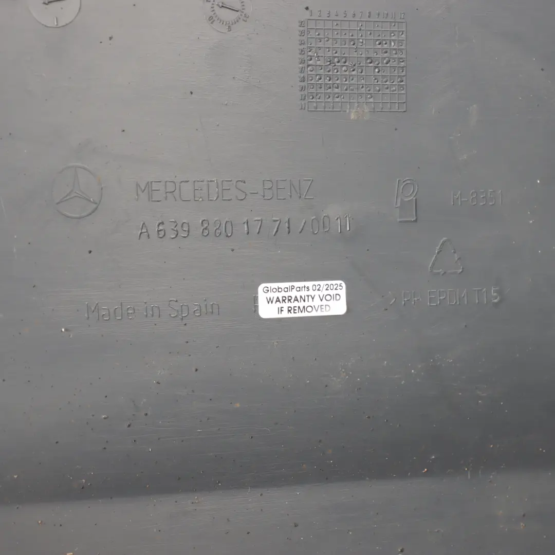 Bumper Right O/S Side Corner Trim to Mercedes Vito W639 Rear with Part number A6398801771 Mercedes Vito W639 Rear Bumper Right O/S Side Corner Trim - SKU A6398801771-1 - Part number A6398801771