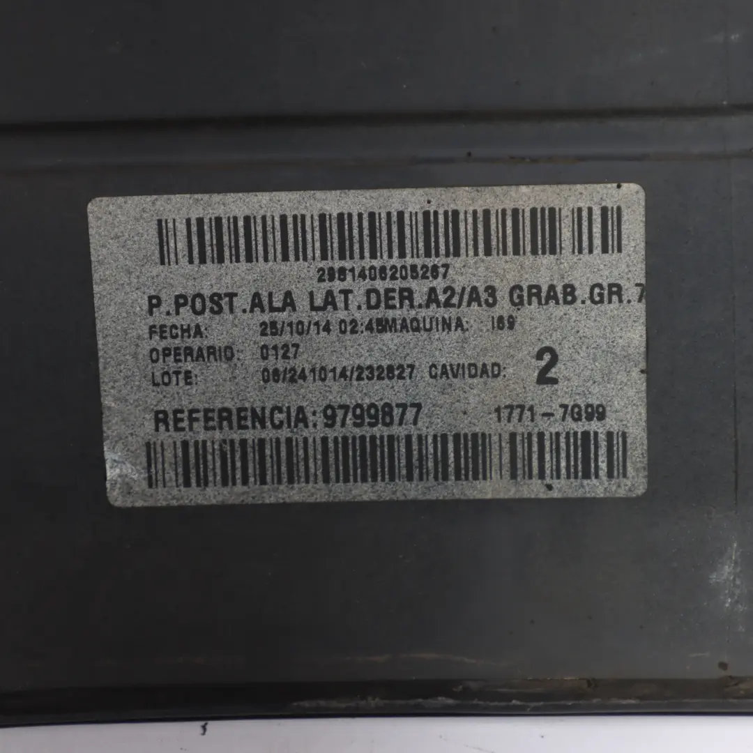 Bumper Right O/S Side Corner Trim Obsidian Black - 197 to Mercedes Vito W639 Rear with Part number A6398801771 Mercedes Vito W639 Rear Bumper Right O/S Side Corner Trim Obsidian Black - 197 - SKU A6398801771-OB - Part number A6398801771