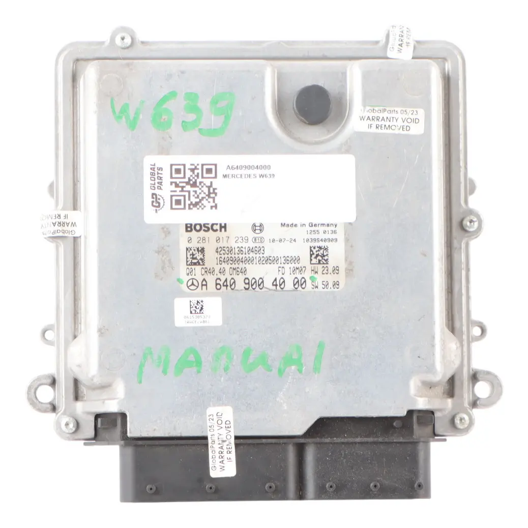Mercedes W169 W245 OM640 Engine Control Unit Module ECU A6409004000 Automatic