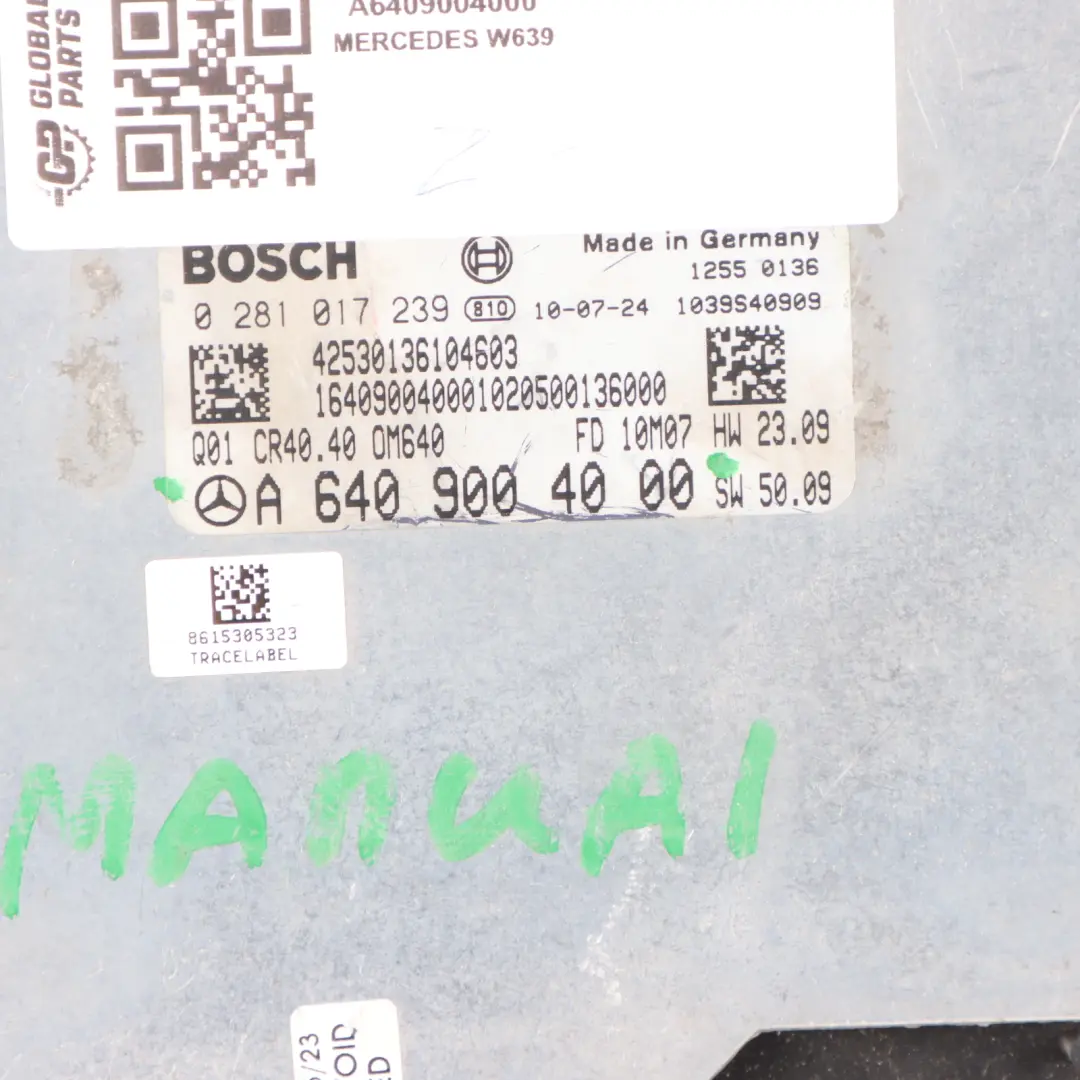 OM640 Engine Control Unit Module ECU Automatic to Mercedes W169 W245 with Part number A6409004000 Mercedes W169 W245 OM640 Engine Control Unit Module ECU Automatic - SKU A6409004000 - Part number A6409004000