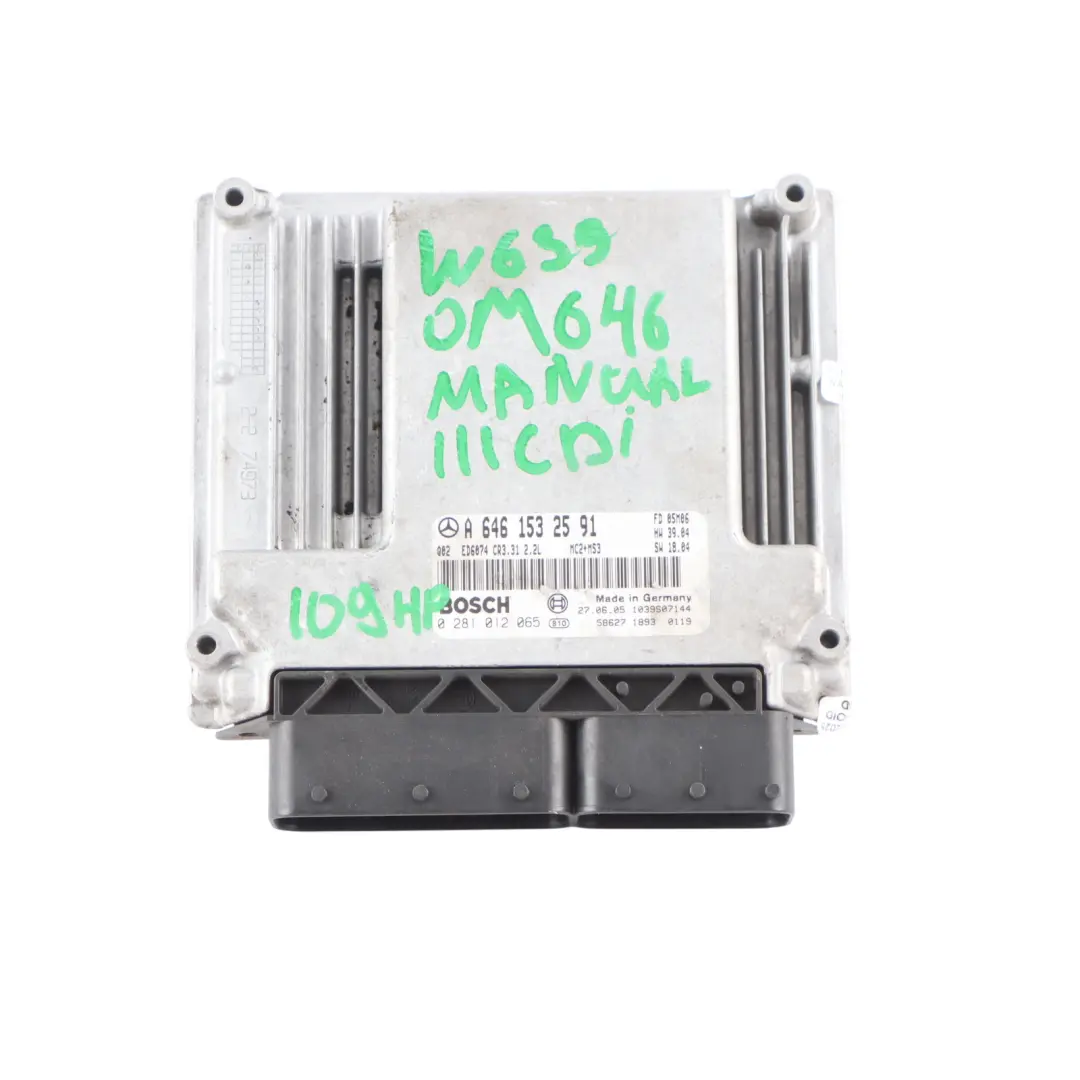 Mercedes W639 111 CDI OM646 109HP Engine Unit Module ECU Kit Manual - SKU A6461532591-1 - Part number A6461532591