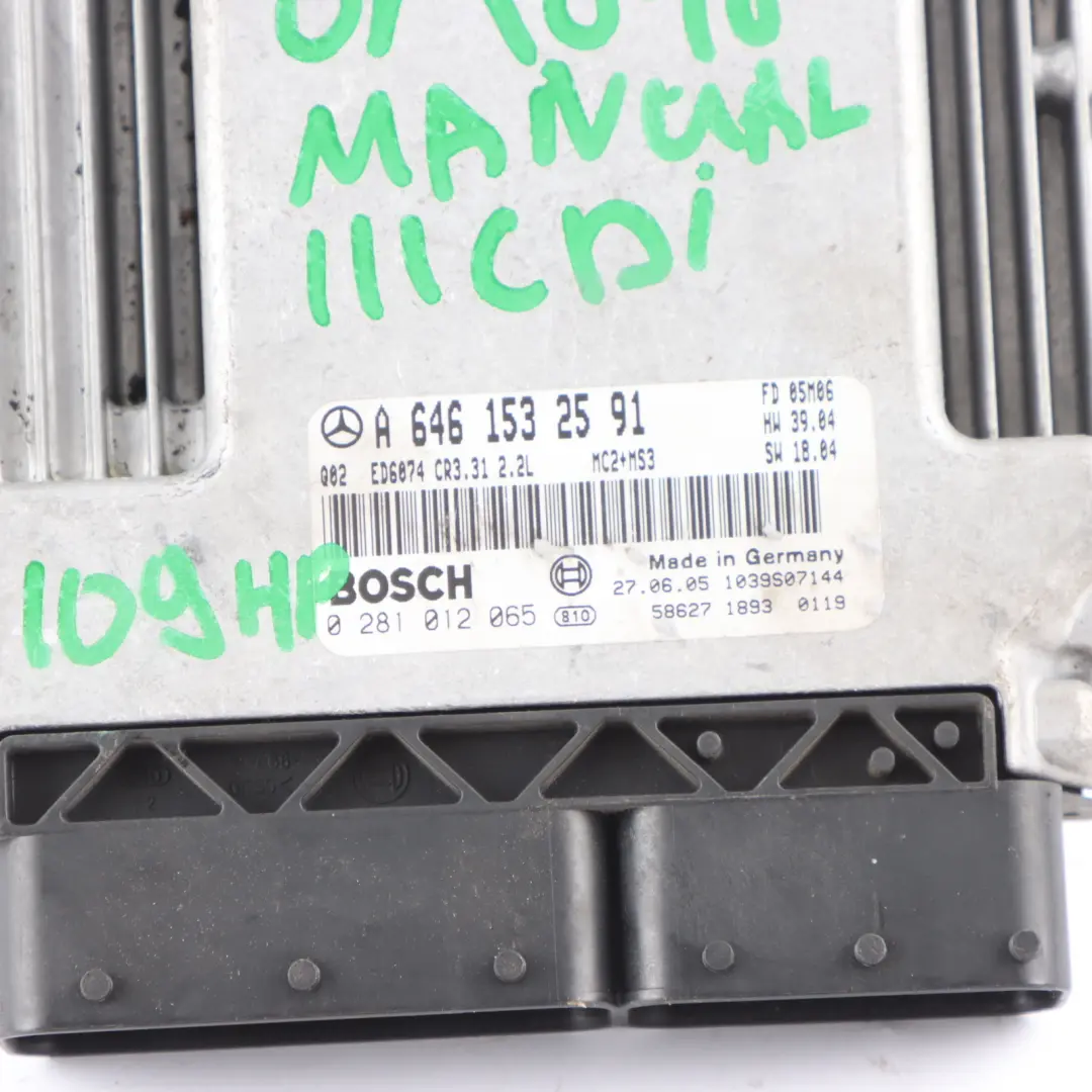Mercedes W639 111 CDI OM646 109HP Engine Unit Module ECU Kit Manual - SKU A6461532591-1 - Part number A6461532591