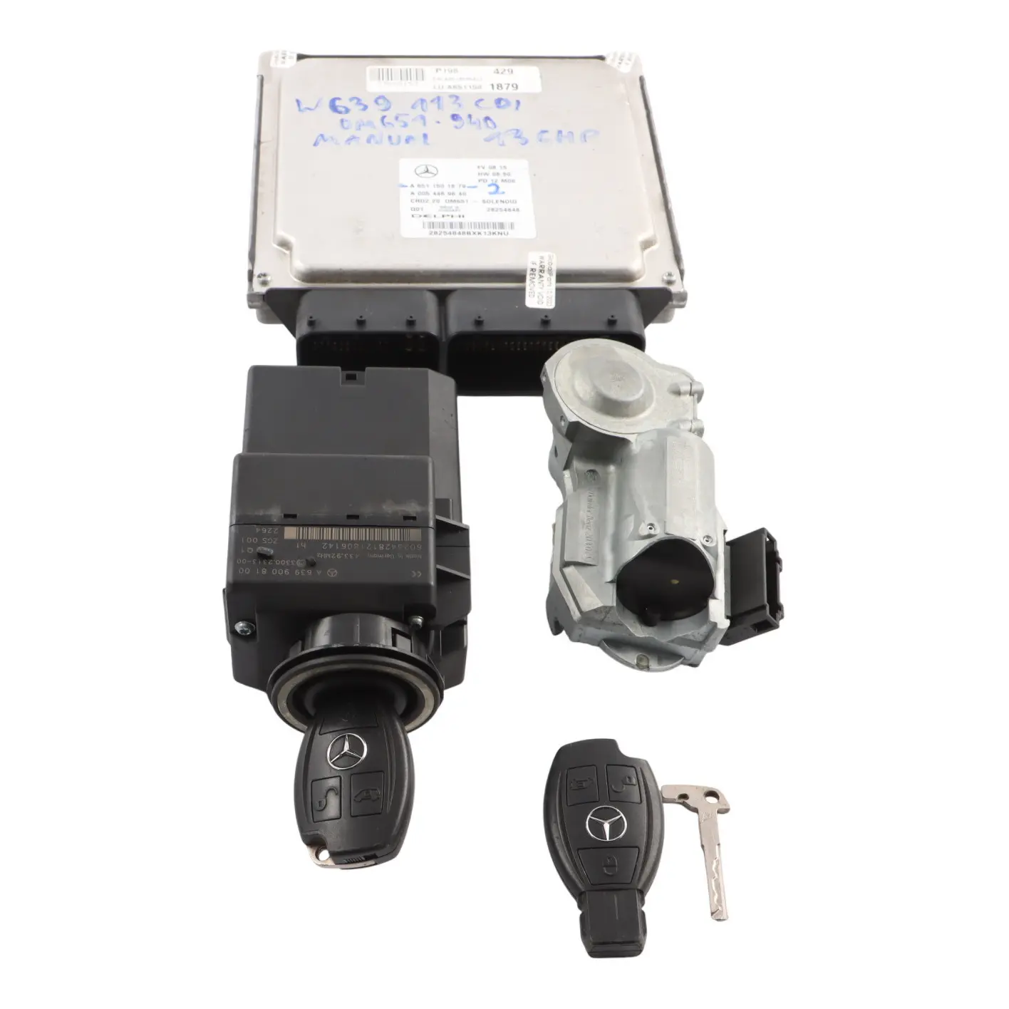 Mercedes W639 113CDI OM651.940 136HP Engine Unit ECU Kit A6511501879 2 Key Lock