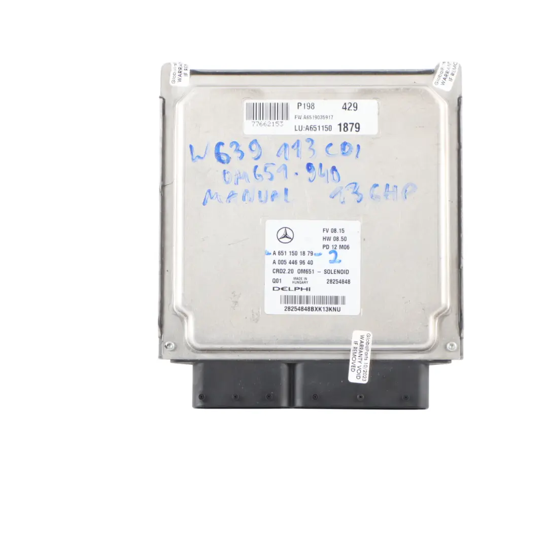 Mercedes W639 113CDI OM651.940 136HP Engine Unit ECU Kit 2 Key Lock - SKU A6511501879-2 - Part number A6511501879