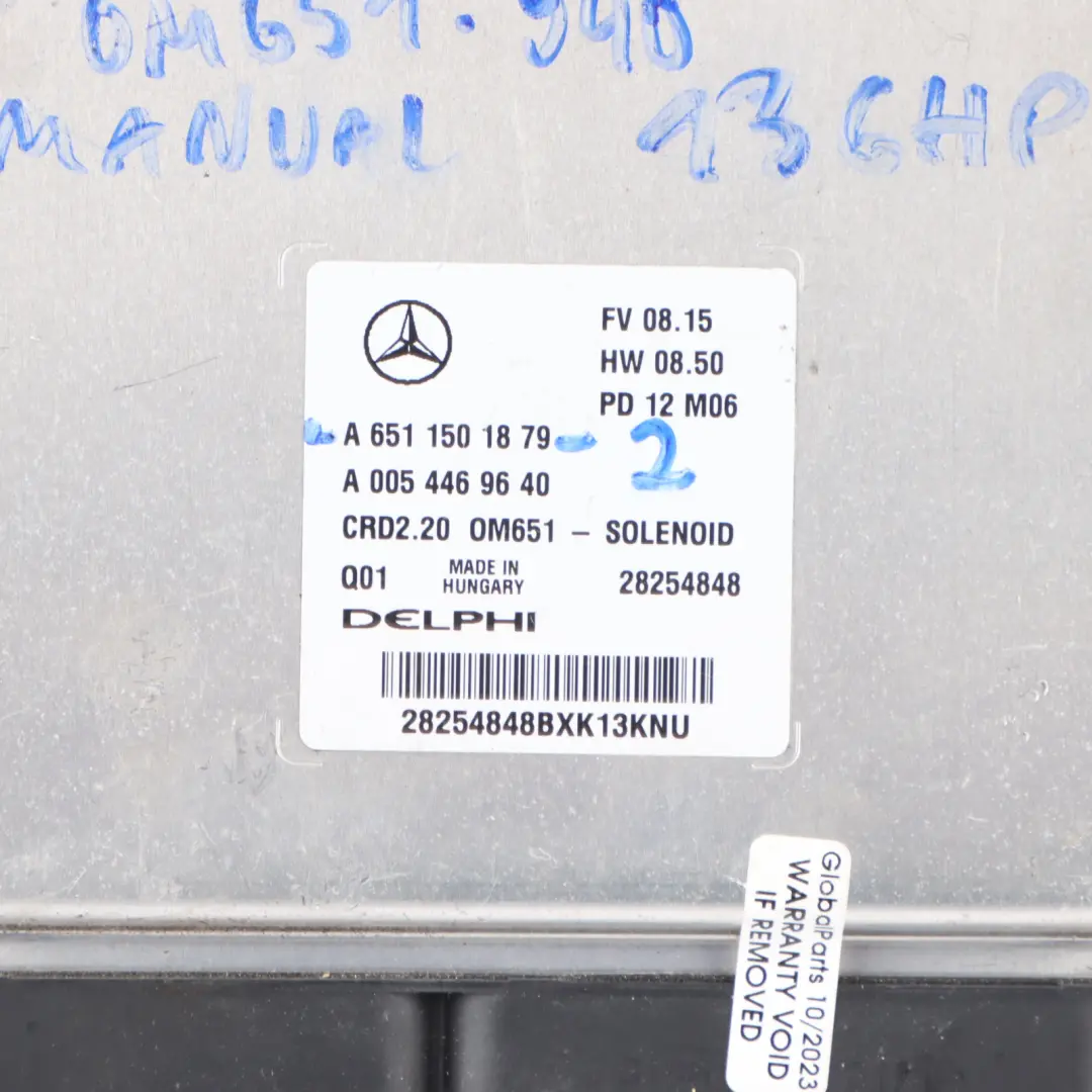 Mercedes W639 113CDI OM651.940 136HP Engine Unit ECU Kit 2 Key Lock - SKU A6511501879-2 - Part number A6511501879