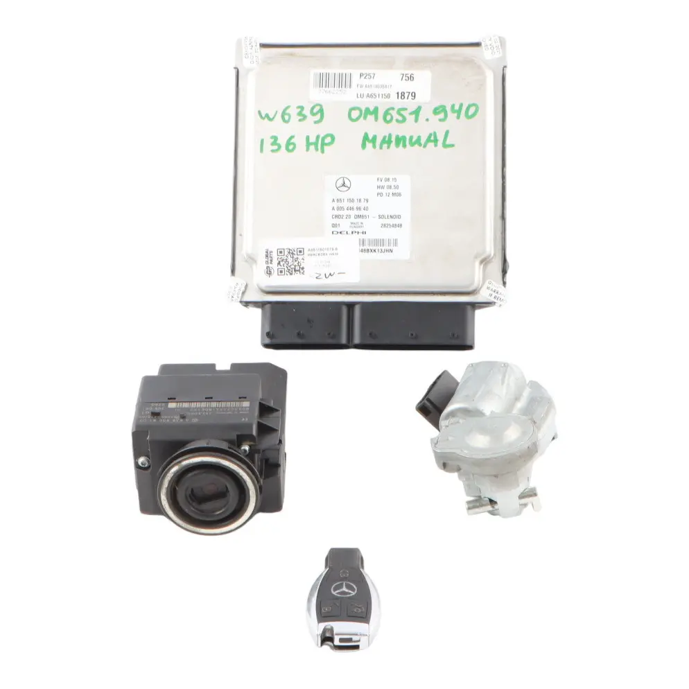 Mercedes W639 OM651.940 136HP 113 CDI Engine Unit ECU Kit A6511501879 Key Lock