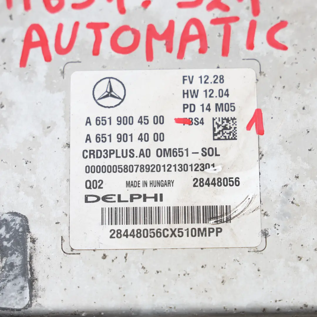 Mercedes W205 C220d 651.921 170HP BlueTEC Engine ECU Kit A6519000603 Key SAM - SKU A6519004500-1 - Part number A6519004500