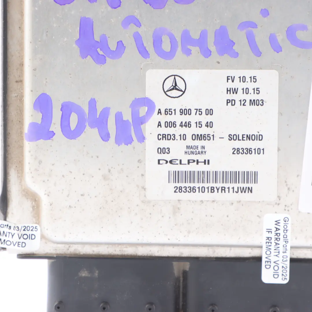 Mercedes W212 E250CDI OM651.924 204HP Motorsteuergerät Automatik - SKU A6519007500-23 - Teilenummer A6519007500