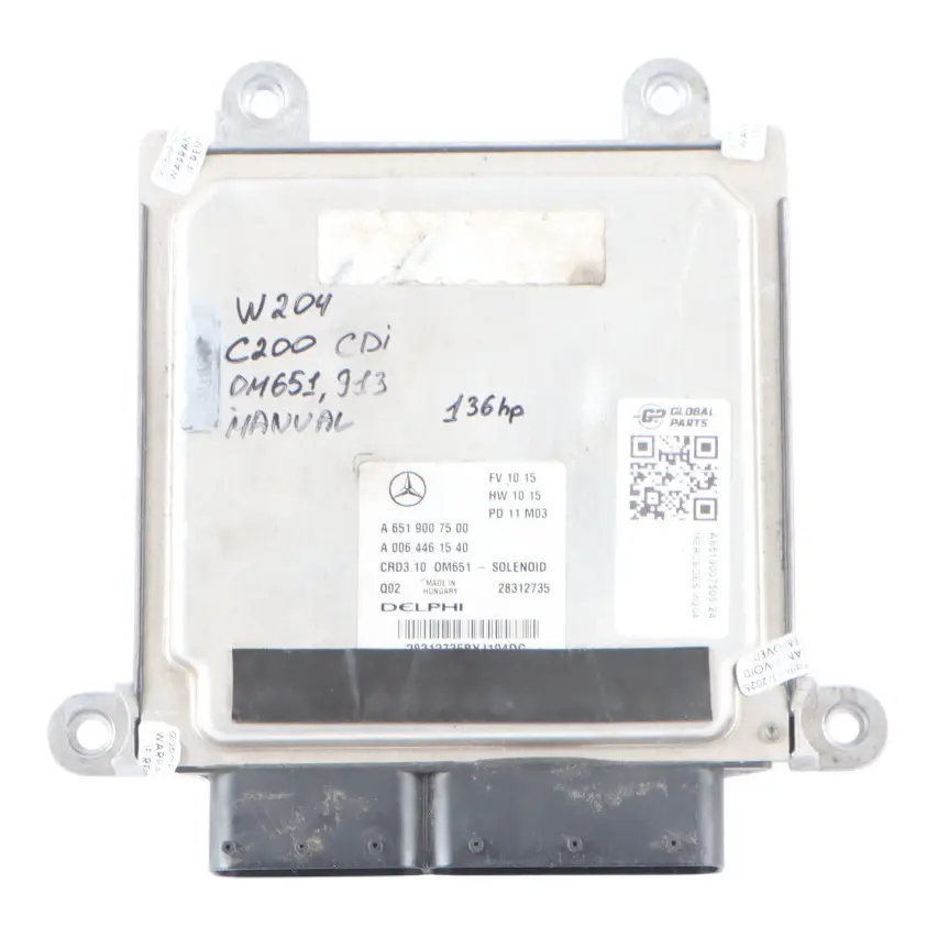 C200 CDI 651.913 136HP Engine Unit ECU Kit Manual to Mercedes W204 with Part number A6519007500 Mercedes W204 C200 CDI 651.913 136HP Engine Unit ECU Kit Manual - SKU A6519007500-24 - Part number A6519007500