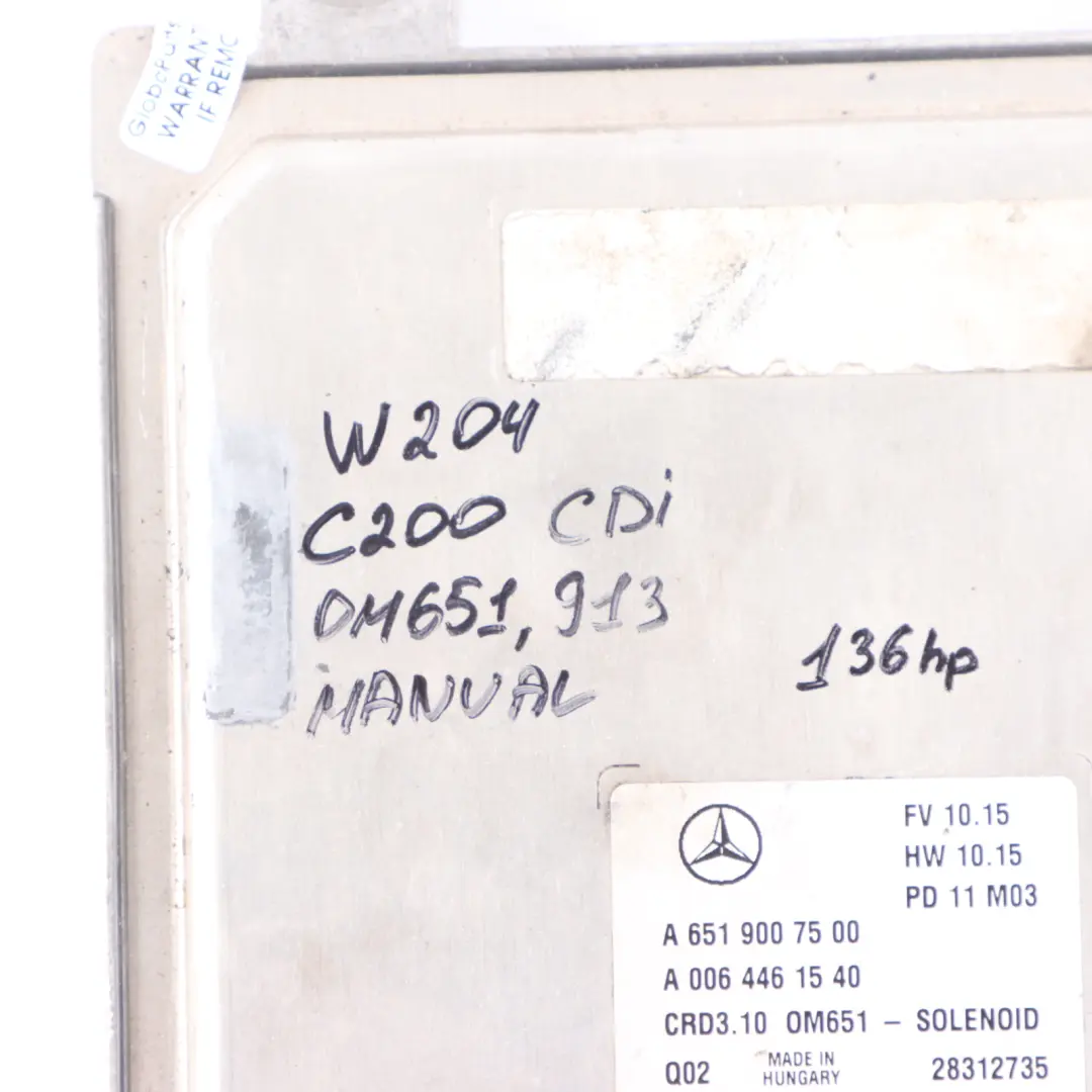 C200 CDI 651.913 136HP Engine Unit ECU Kit Manual to Mercedes W204 with Part number A6519007500 Mercedes W204 C200 CDI 651.913 136HP Engine Unit ECU Kit Manual - SKU A6519007500-24 - Part number A6519007500