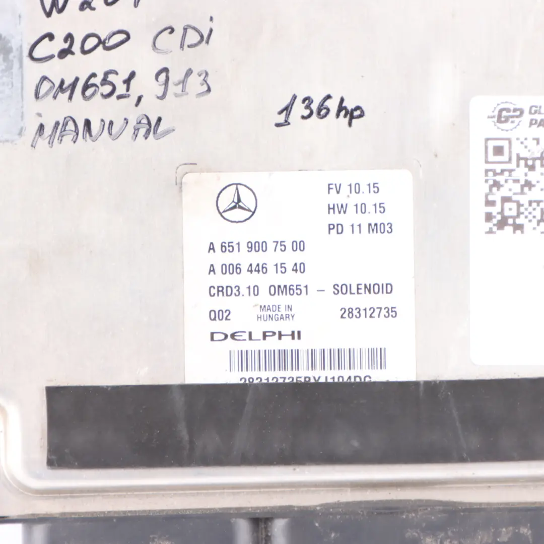 C200 CDI 651.913 136HP Engine Unit ECU Kit Manual to Mercedes W204 with Part number A6519007500 Mercedes W204 C200 CDI 651.913 136HP Engine Unit ECU Kit Manual - SKU A6519007500-24 - Part number A6519007500
