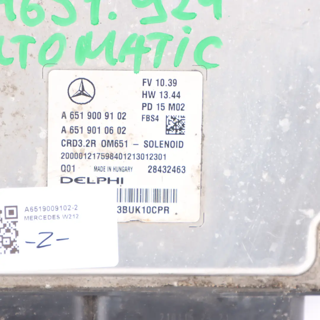 Mercedes W212 E300 Hybrid 651.924 231HP Engine ECU Kit Key Lock - SKU A6519009102-2 - Part number A6519009102