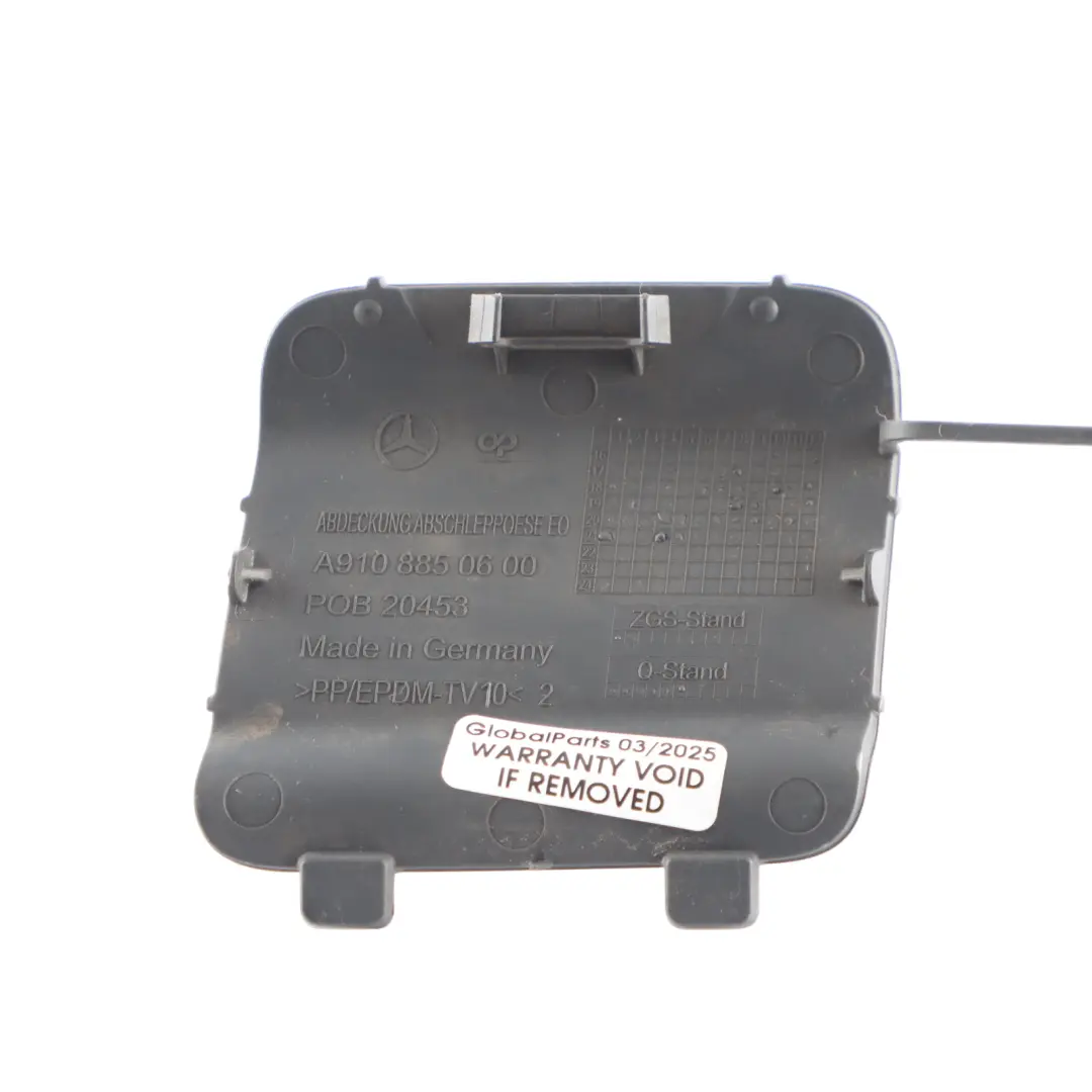 Mercedes W910 Front Bumper Towing Eye Flap Trim Cover Cap Black - SKU A9108850600 - Part number A9108850600