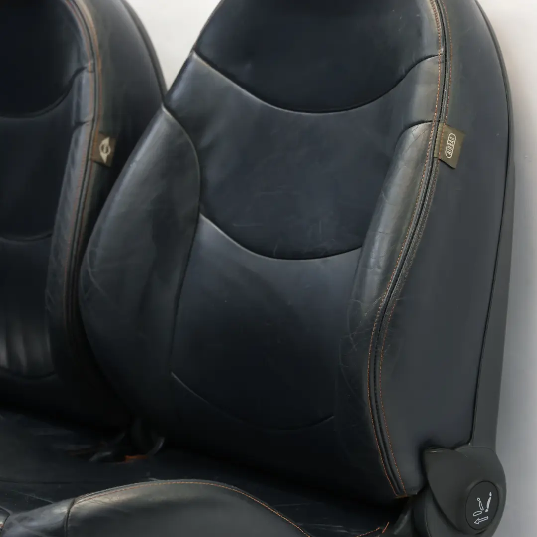  Leather Seats Mini R52 Cabrio Sport Gravity Front Rear Seat Orange Seam - SKU R52-LEATHER-SPORT-SEATS-ORANGE-SEAM-T6DC-1 - Part number R52 Leather Seats (T6DC)