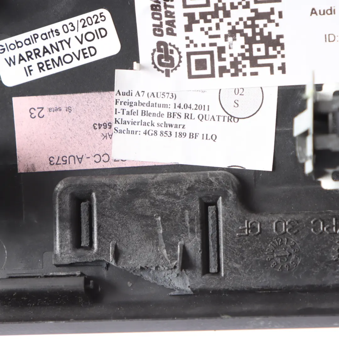 4G8 Front Dashboard Side Cover Left N/S Panel Trim to Audi A7 with Part number 4G8853189BF Audi A7 4G8 Front Dashboard Side Cover Left N/S Panel Trim - SKU RHD-4G8853189BF - Part number 4G8853189BF