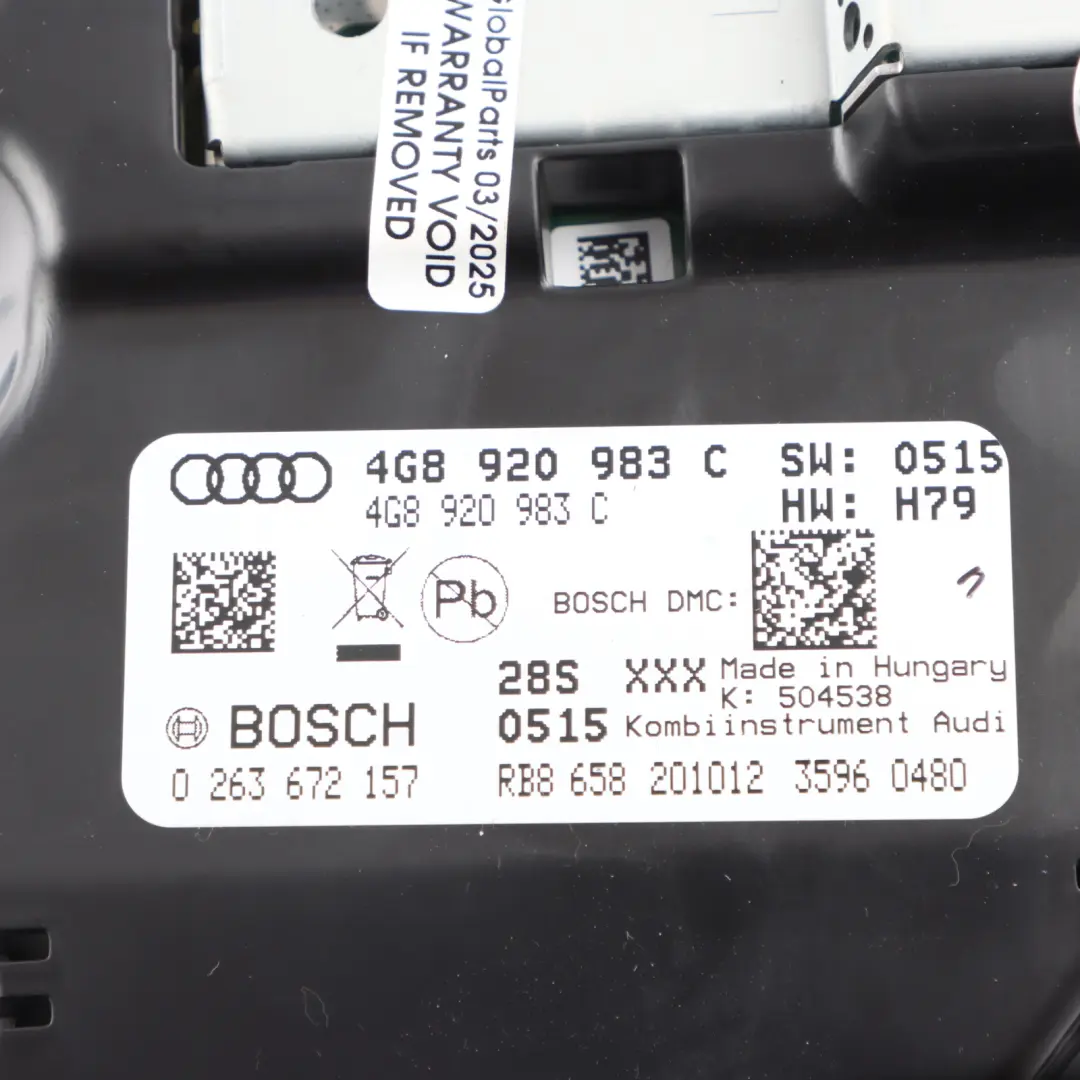 Instrument Cluster Speedometer Clocks Automatic to Audi A7 4G Diesel with Part number 4G8920983C Audi A7 4G Diesel Instrument Cluster Speedometer Clocks Automatic - SKU RHD-4G8920983C - Part number 4G8920983C