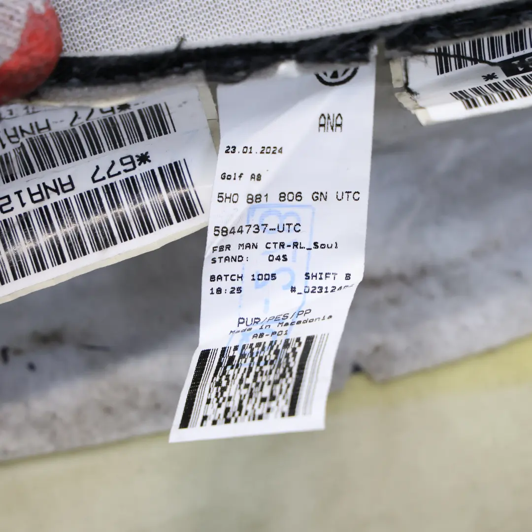 Front Seat Backrest Right O/S Alcantara to Volkswagen Golf CD1 Sport R Line with Part number 5H0881806GN Volkswagen Golf CD1 Sport R Line Front Seat Backrest Right O/S Alcantara - SKU RHD-5H0881806GN - Part number 5H0881806GN