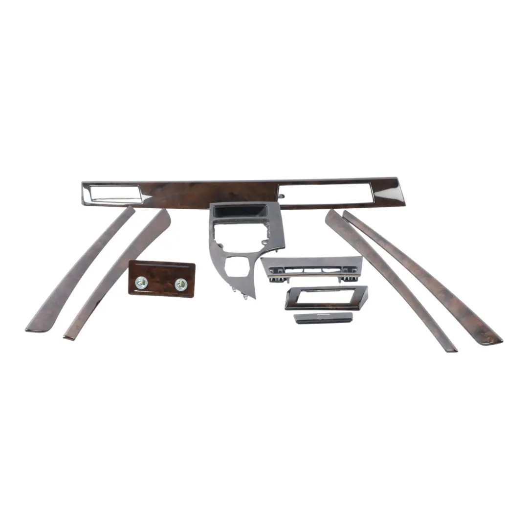 Dash Trim BMW E60 E61 LCI 3 Set Decor Strip Interior Cover Dark Wood Dunkel - SKU rhd-6974722-3 - Part number 6974722