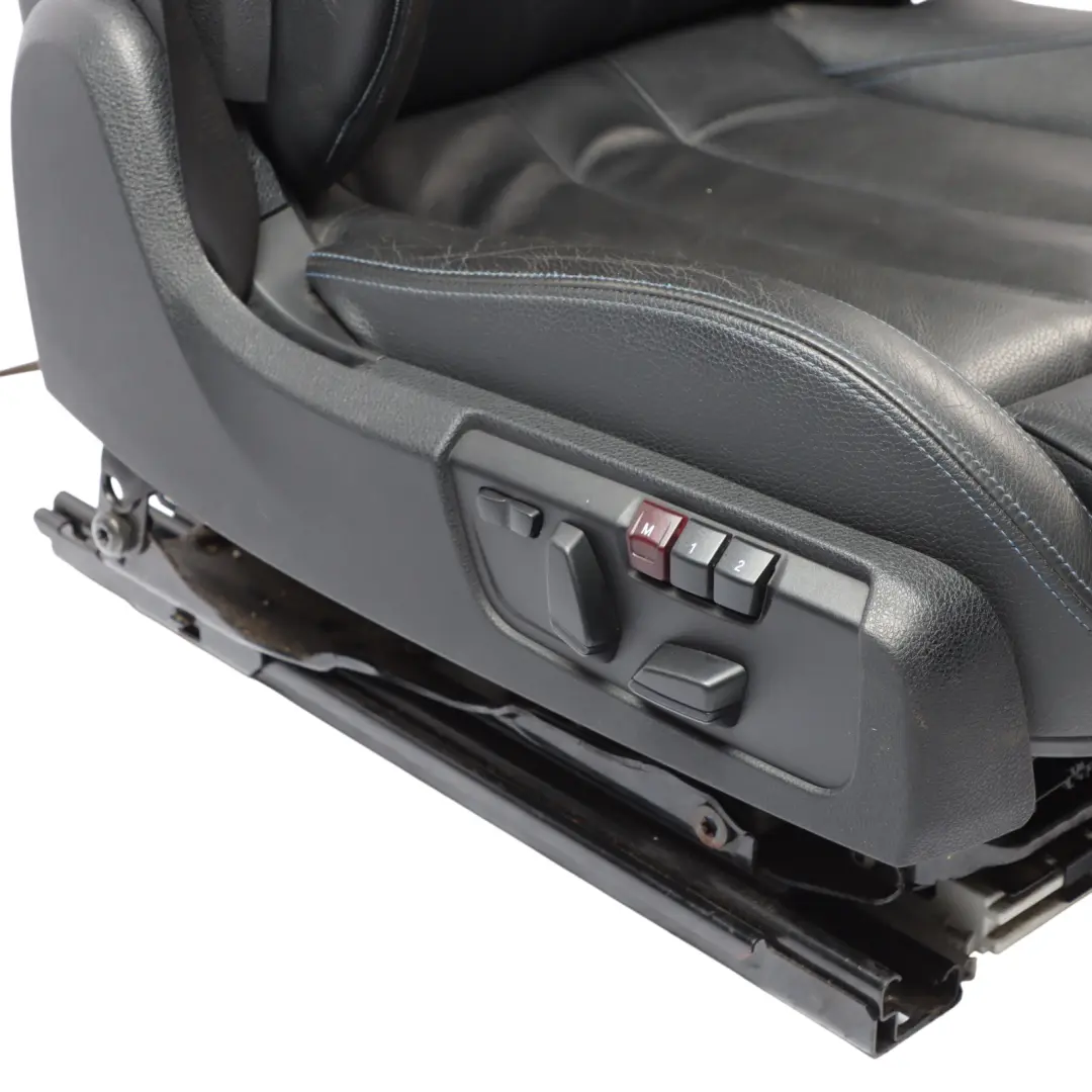 Front Right O/S Memory Heated Black Leather Blue Stitching to BMW F33 Sport Seat with Part number 8062620 BMW F33 Sport Seat Front Right O/S Memory Heated Black Leather Blue Stitching - SKU RHD-8062620-1 - Part number 8062620