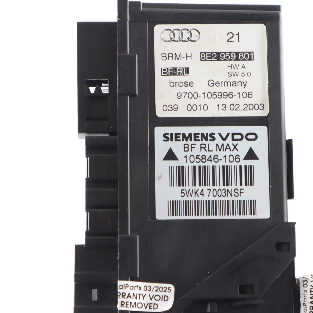 Door Window Lifter Motor Front Left N/S to Audi A4 S4 B6 B7 with Part number 8E2959801 Audi A4 S4 B6 B7 Door Window Lifter Motor Front Left N/S - SKU RHD-8E2959801 - Part number 8E2959801