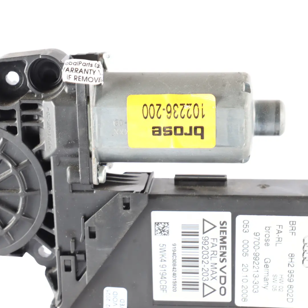8H Convertible Door Window Lifter Motor Front Driver's Side to A4 B7 with Part number 8H2959802D A4 B7 8H Convertible Door Window Lifter Motor Front Driver's Side - SKU RHD-8H2959802D - Part number 8H2959802D