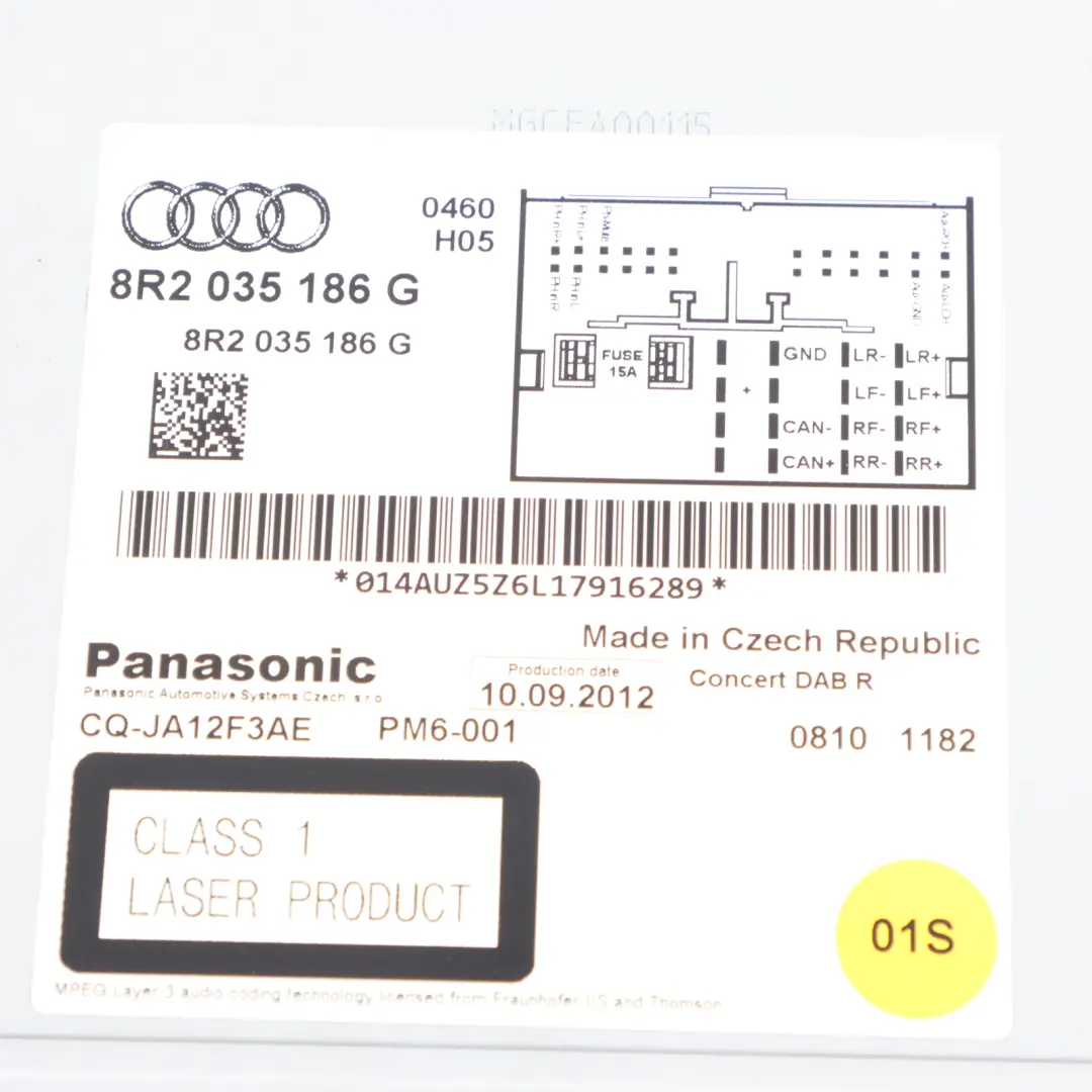 Audi A5 8F Radio Stereo CD Player Reader Head Unit MMI Multimedia - SKU RHD-8R2035186G - Part number 8R2035186G